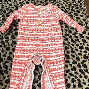 Cat & Jack Red and White Merry Kids Footie